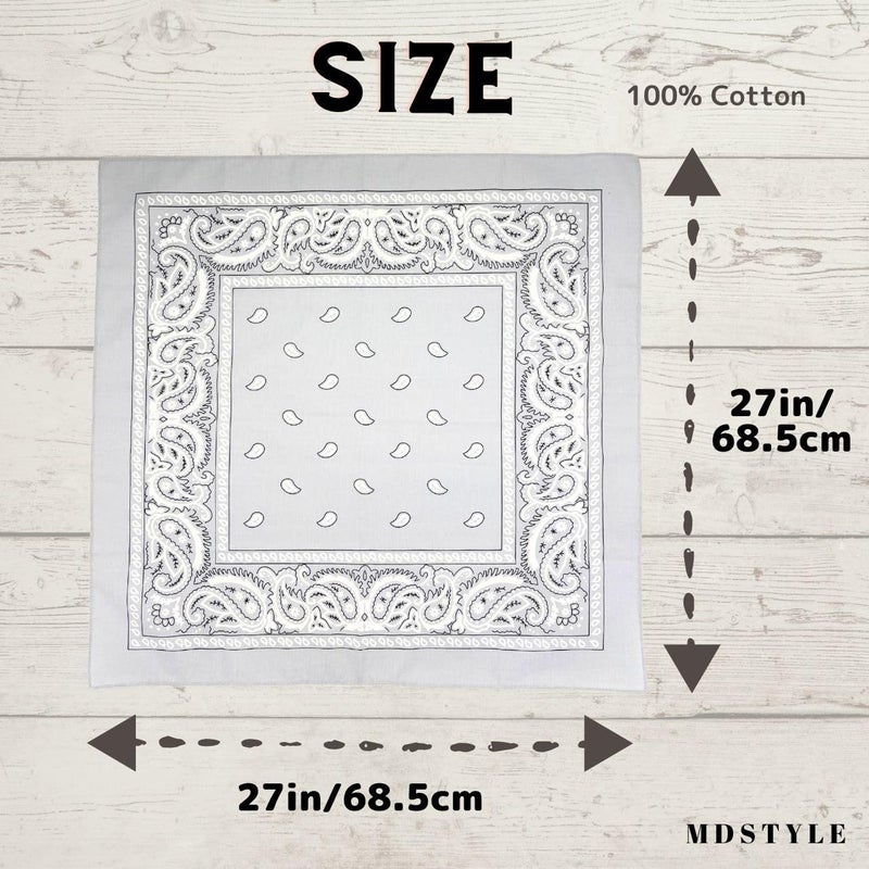 MD Style 3 PCS Extra Large Bandanas 27” x 27” 100% Cotton for Men & Women Paisley Handkerchief Headband Scarf Jumbo Bandana - Image 4